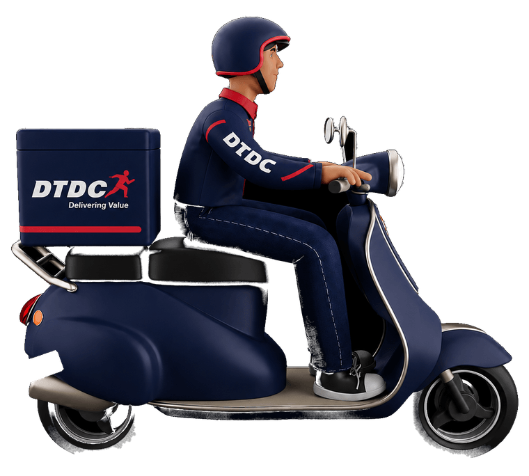 DTDC delivery partner on scooter