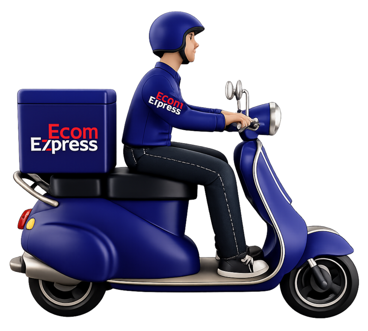 Ecom Express delivery partner on scooter